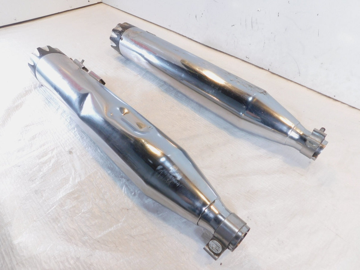 Harley Electra Glide & Road King Chrome Shark Slip on Exhaust Pipe Mufflers - C3 Cycle