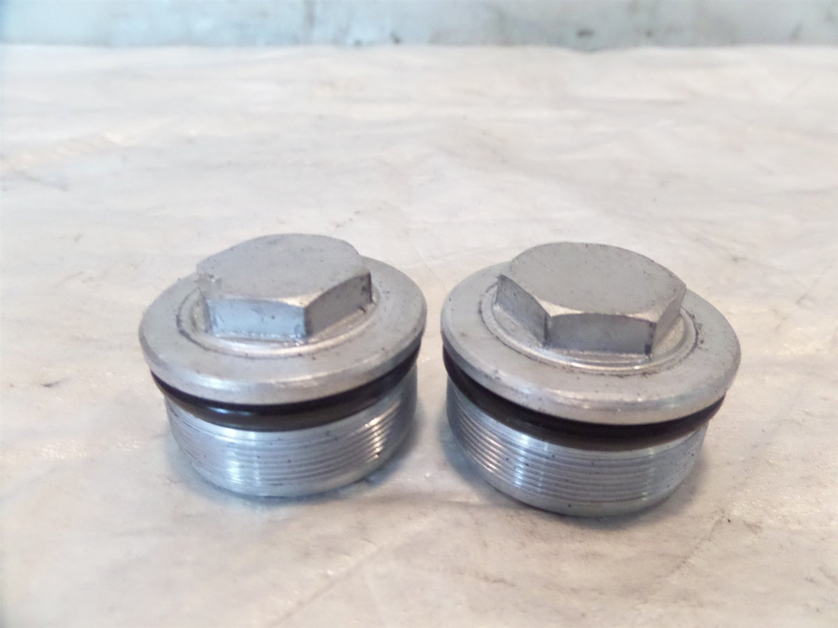 2017 17 Royal Enfield Continental GT 535 Silver Front Fork Tube Bolt Plug Caps - C3 Cycle