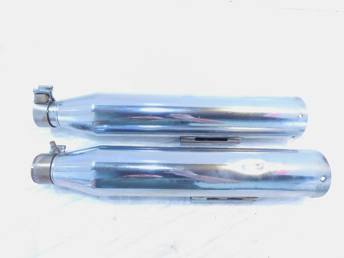 2009 Harley Davidson Dyna FXDB Street Bob Pair Chrome Exhaust Pipe Mufflers - C3 Cycle