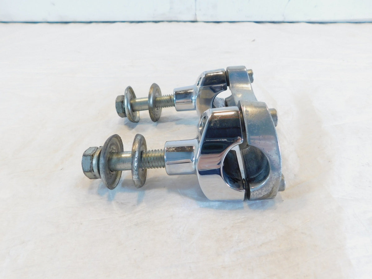 2004 Harley Davidson Dyna FXDL Low Rider Chrome Handlebar Mount Clamp Brackets - C3 Cycle