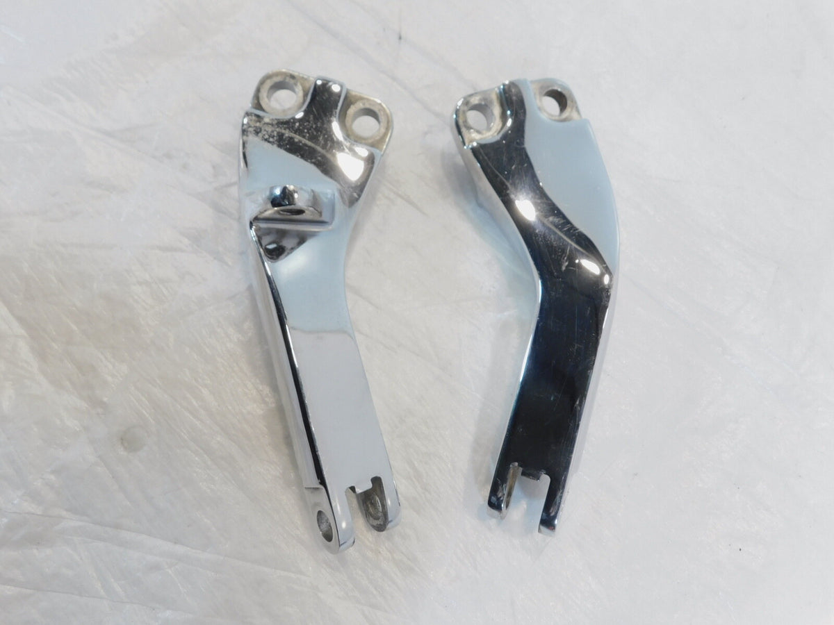 Pair Harley Dyna Wide Glide Street Bob Chrome Rear Passenger Footpeg Brackets - C3 Cycle