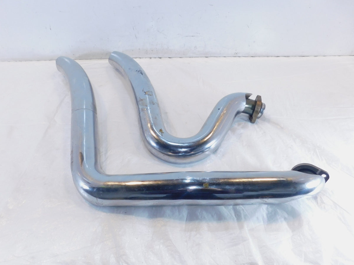 Harley Davidson Dyna Vance & Hines Chrome Engine Exhaust System Header Pipes - C3 Cycle
