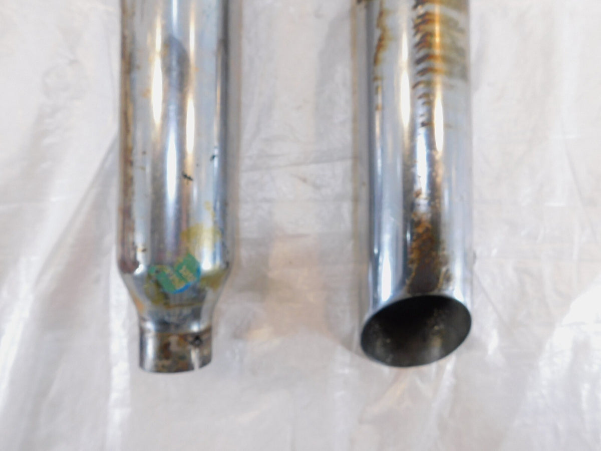 2009 Harley Davidson Dyna FXDB Street Bob Pair Chrome Exhaust Pipe Mufflers - C3 Cycle