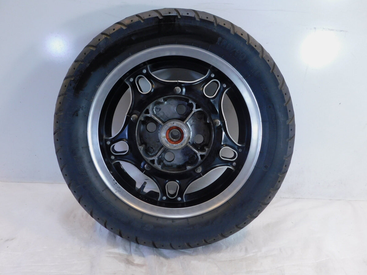 80-82 Honda CB650 CB750 Custom 650 750 Black Rear Wheel Rim & Tire 2.5"x16" - C3 Cycle