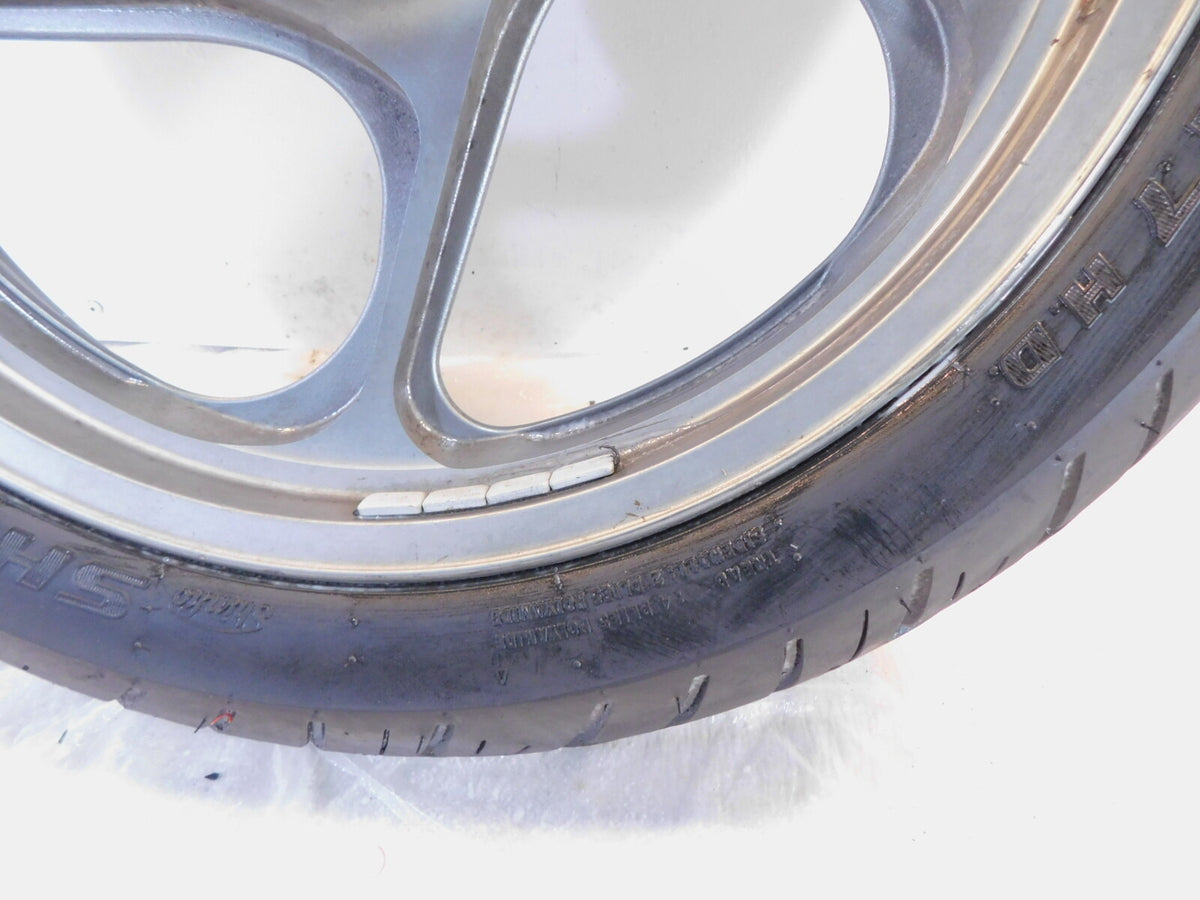 1994-2006 Kawasaki Concours 1000 ZG1000 Silver Cast Front Wheel Rim & Tire -Bent - C3 Cycle