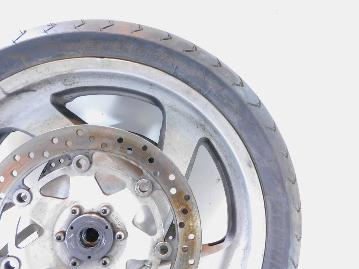 Honda GL1800 Goldwing 1800 Silver Cast 5 Front Wheel Rotors Rim & Tire - Crack - C3 Cycle
