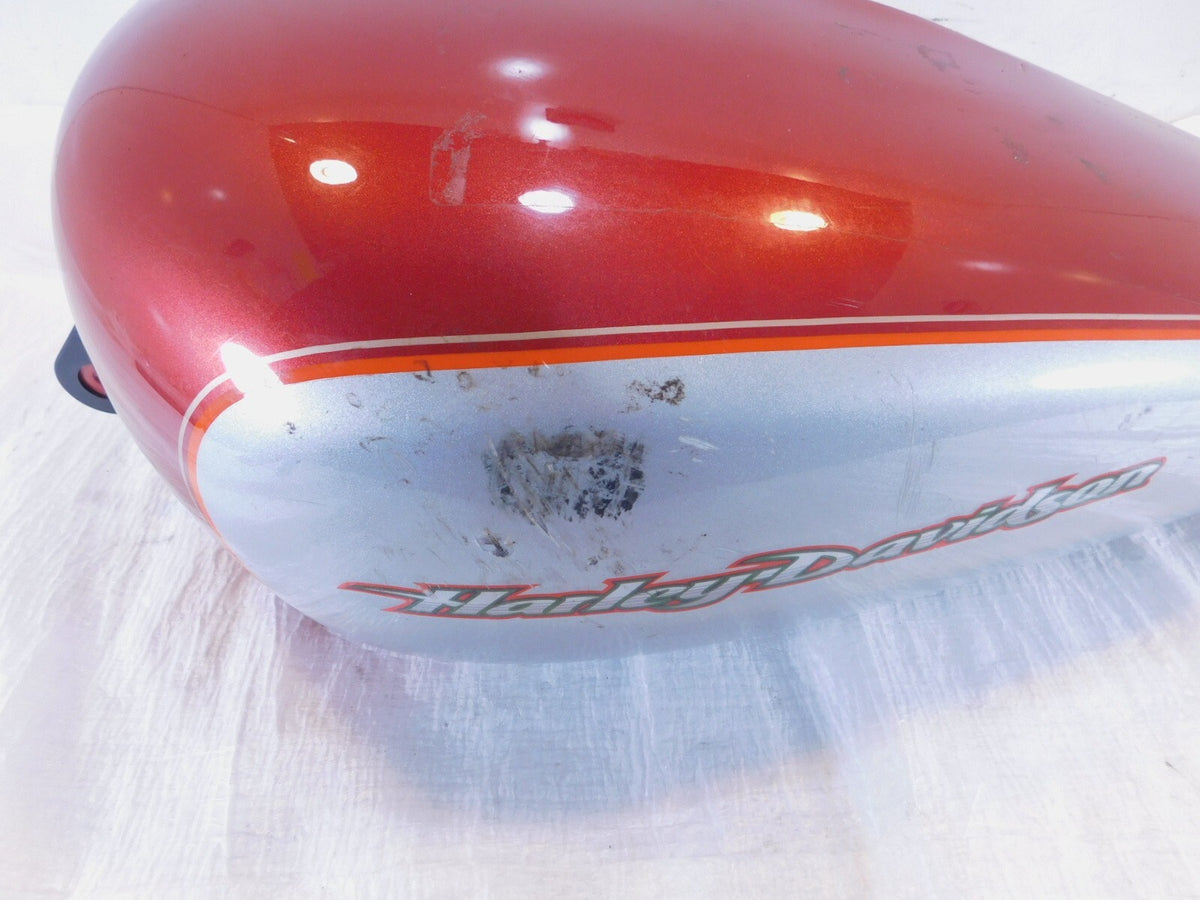 04-06 Harley Davidson Sportster 883 & 1200 Custom Low Red Fuel Gas Tank - Dented - C3 Cycle