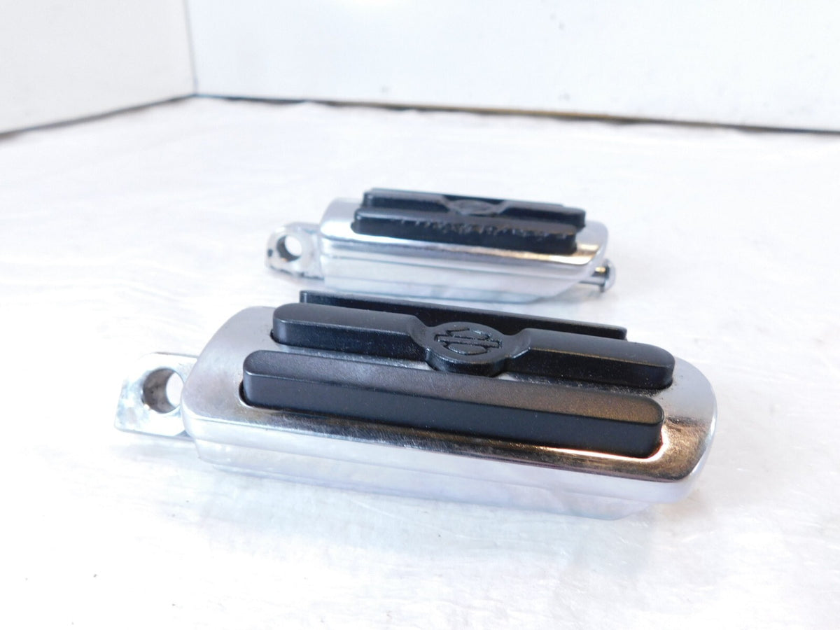 Harley Touring FXR Dyna Sportster & Softail Chrome & Rubber Footpegs Footrests - C3 Cycle
