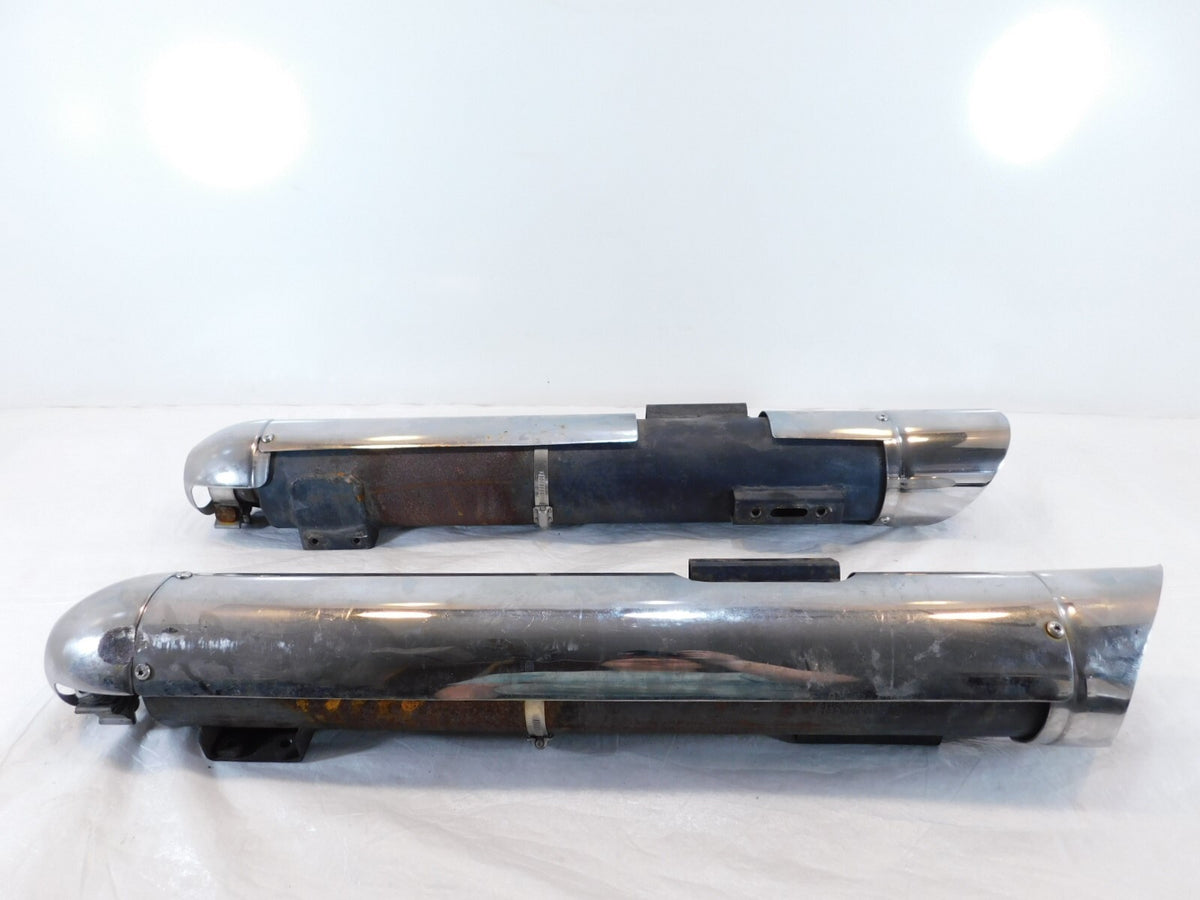 2003 03 Victory V92 Touring Cruiser Left/Right Exhaust Mufflers w/ Heat Shields - C3 Cycle