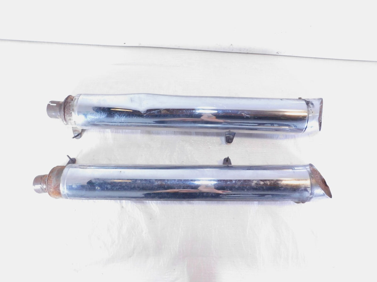 08-10 Victory Vision Rear Left/Right Crossover Exhaust Mufflers & Chrome Shields - C3 Cycle