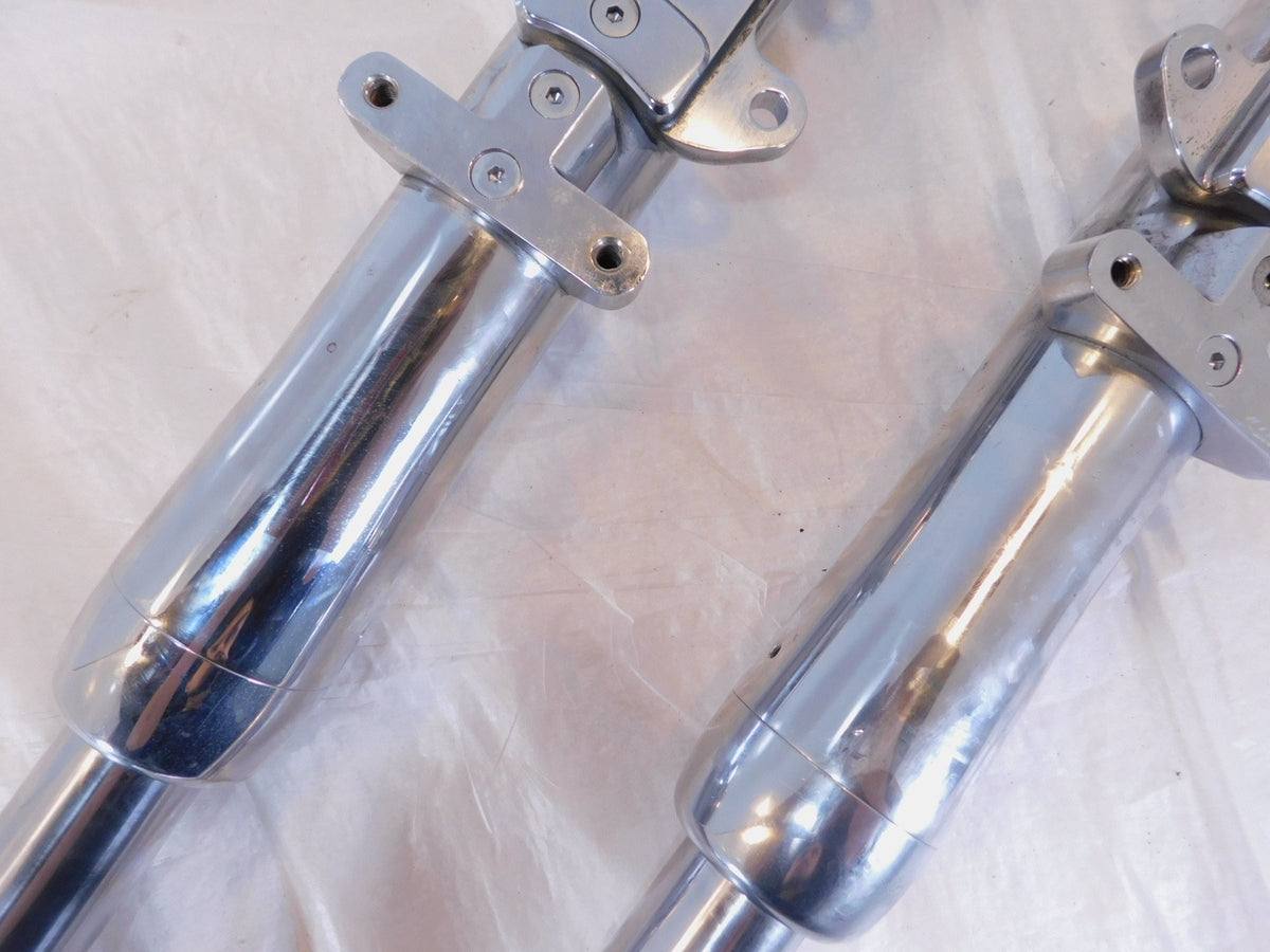 2002 American IronHorse Texas Chopper Left & Right Front Fork Leg Shocks - Bent - C3 Cycle