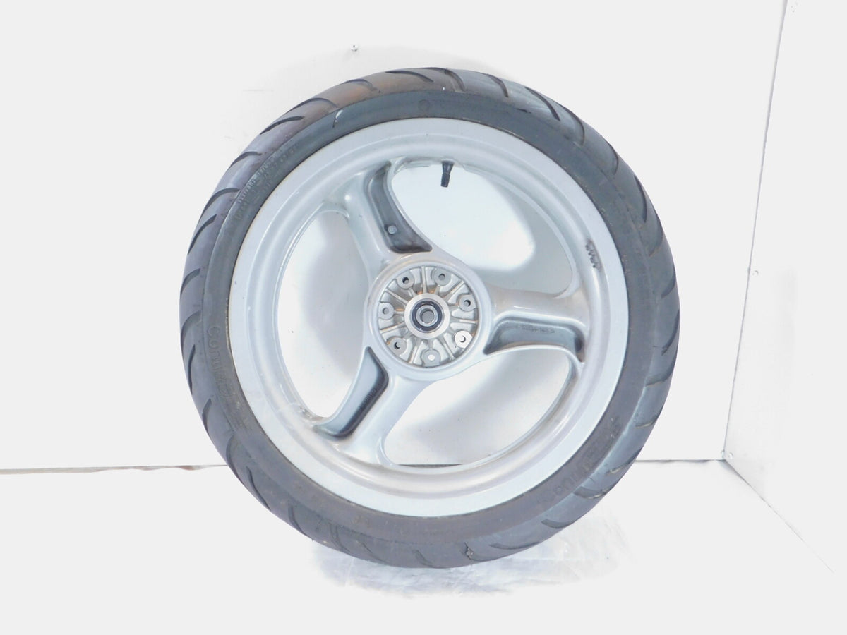 2002 MZ Skorpion Tour MZ660 660cc Cast Silver Rear Wheel Rim 17"x4" -Bent - C3 Cycle