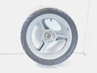 2002 MZ Skorpion Tour MZ660 660cc Cast Silver Rear Wheel Rim 17"x4" -Bent - C3 Cycle