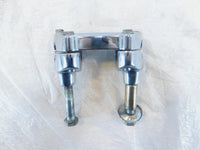 Chrome Harley Dyna Wide & Super Glide Custom Handlebar Mount Clamp Brackets - C3 Cycle