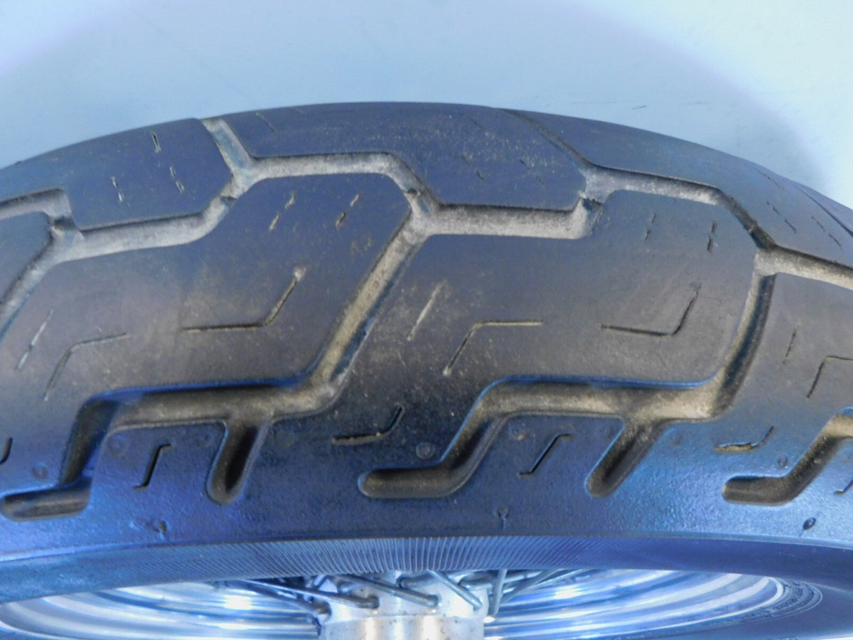 Harley Dyna Softail & Sportster 883 & 1200 Chrome Spoked Rear Wheel Rim & Tire - C3 Cycle