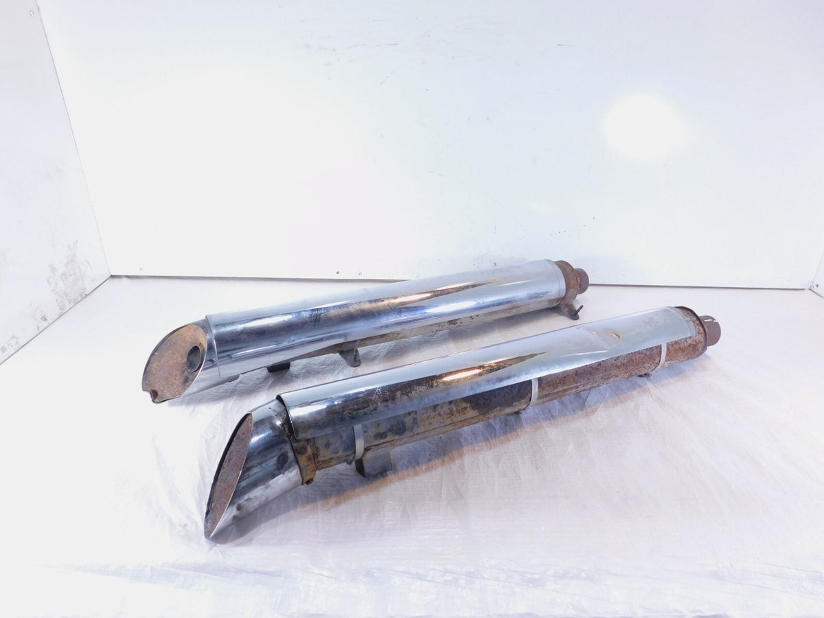 08-10 Victory Vision Rear Left/Right Crossover Exhaust Mufflers & Chrome Shields - C3 Cycle