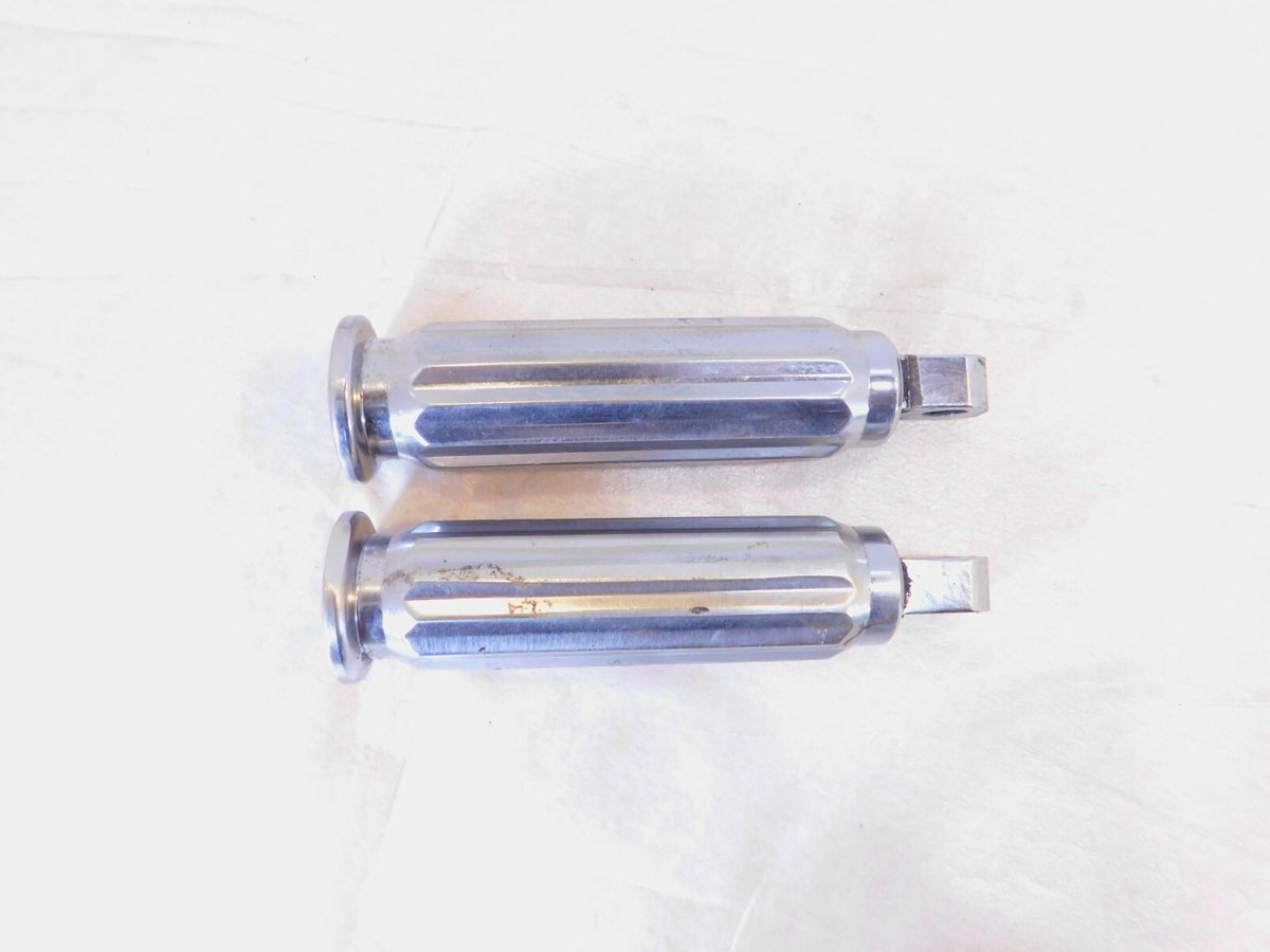 Pair Harley FXR Dyna Sportster & Softail Left Right Chrome Footpeg Footrests - C3 Cycle