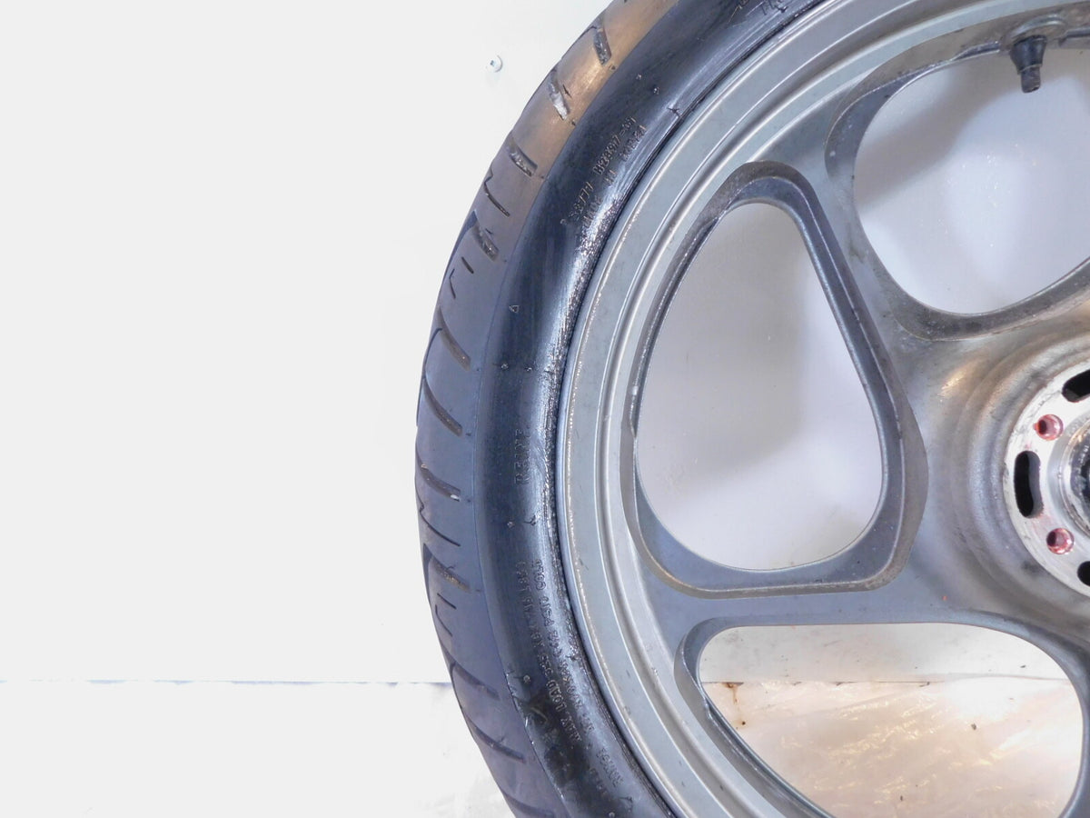 1994-2006 Kawasaki Concours 1000 ZG1000 Silver Cast Front Wheel Rim & Tire -Bent - C3 Cycle