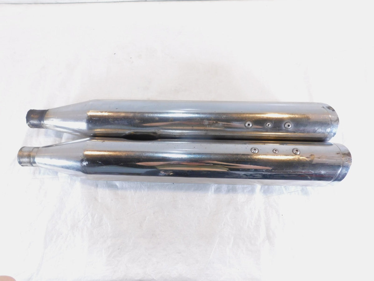 Pair Harley Davidson Road King Electra Glide Chrome Bub Slip On Exhaust Mufflers - C3 Cycle
