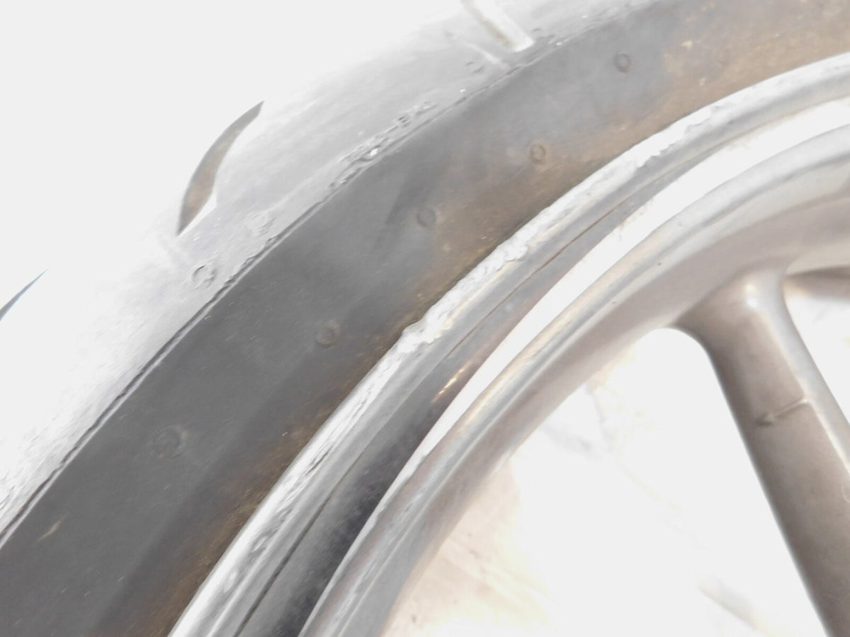 2006-2016 Triumph Daytona 675 Spoked Front Wheel Rim & Tire 3.5" x 17" - Cracked - C3 Cycle