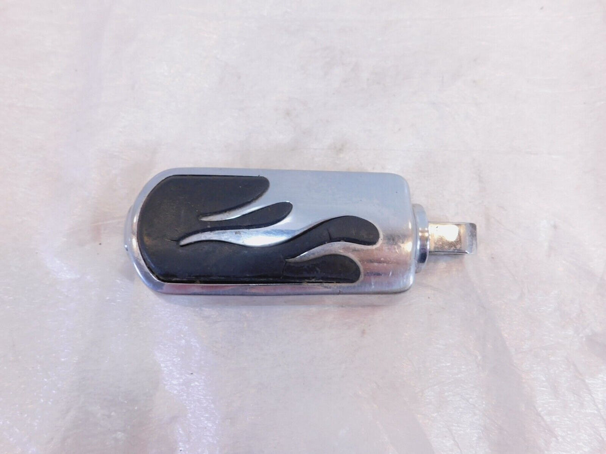 Single Harley Touring FXR Dyna & Softail Flames Chrome & Rubber Footpeg Footrest - C3 Cycle