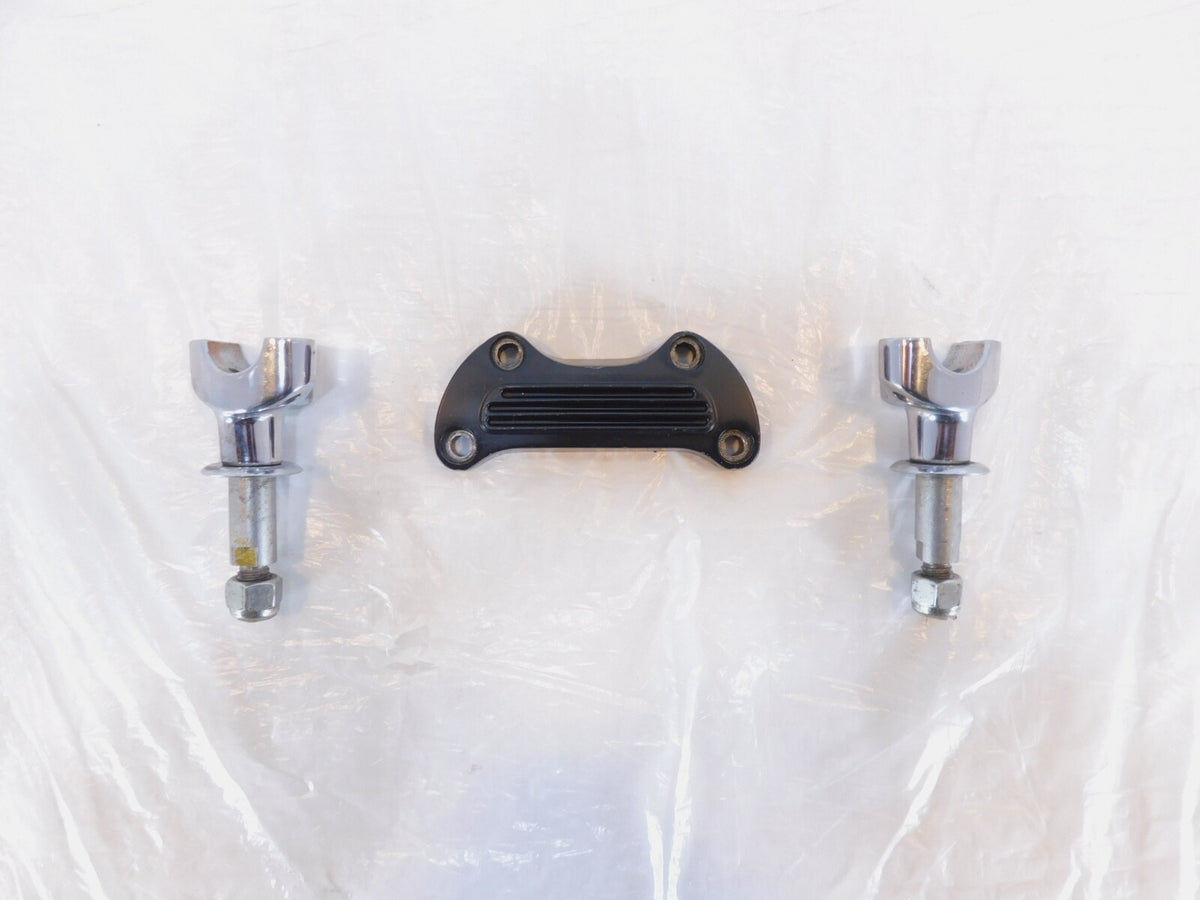 Harley Davidson Sportster 883 & 1200 Chrome & Black Handlebar Bar Riser Brackets - C3 Cycle