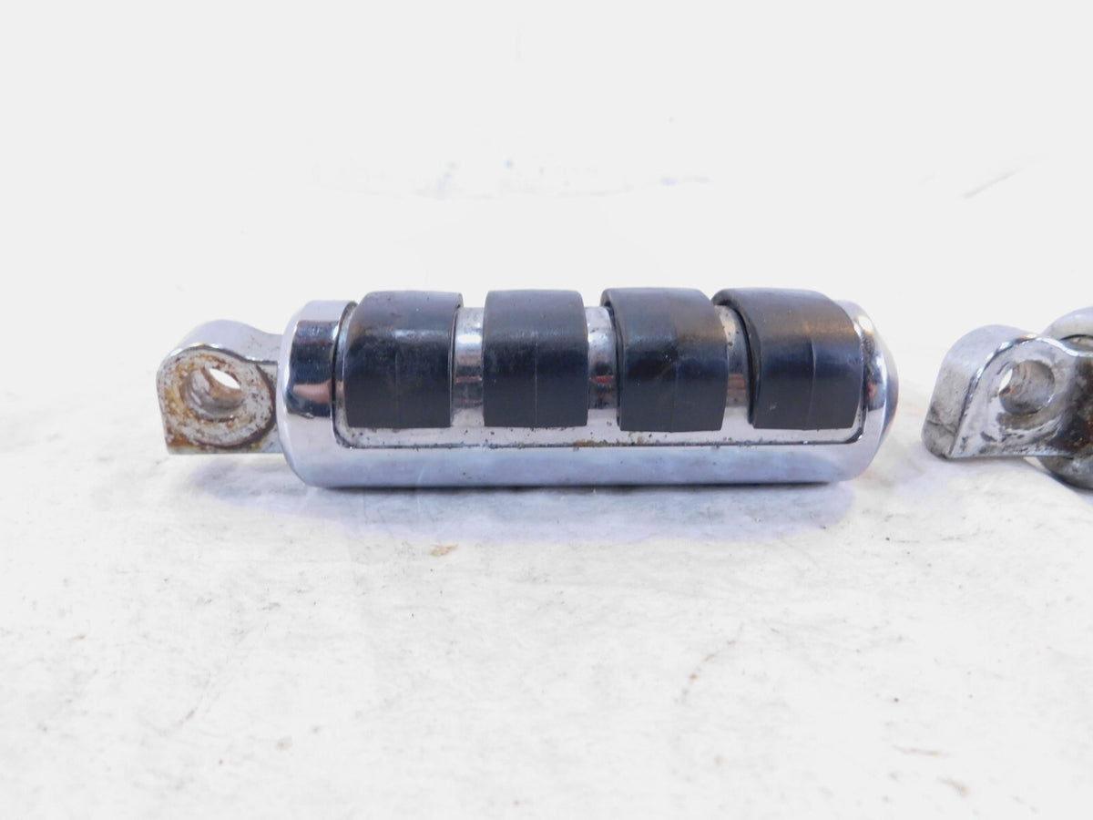 Pair Harley Touring Dyna Sportster & Softail Chrome & Rubber Footpeg Footrests - C3 Cycle