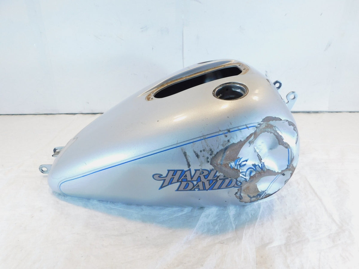 2004-2005 Harley Davidson Dyna Low Rider FXDL Silver Fuel Petrol Tank- Dents - C3 Cycle