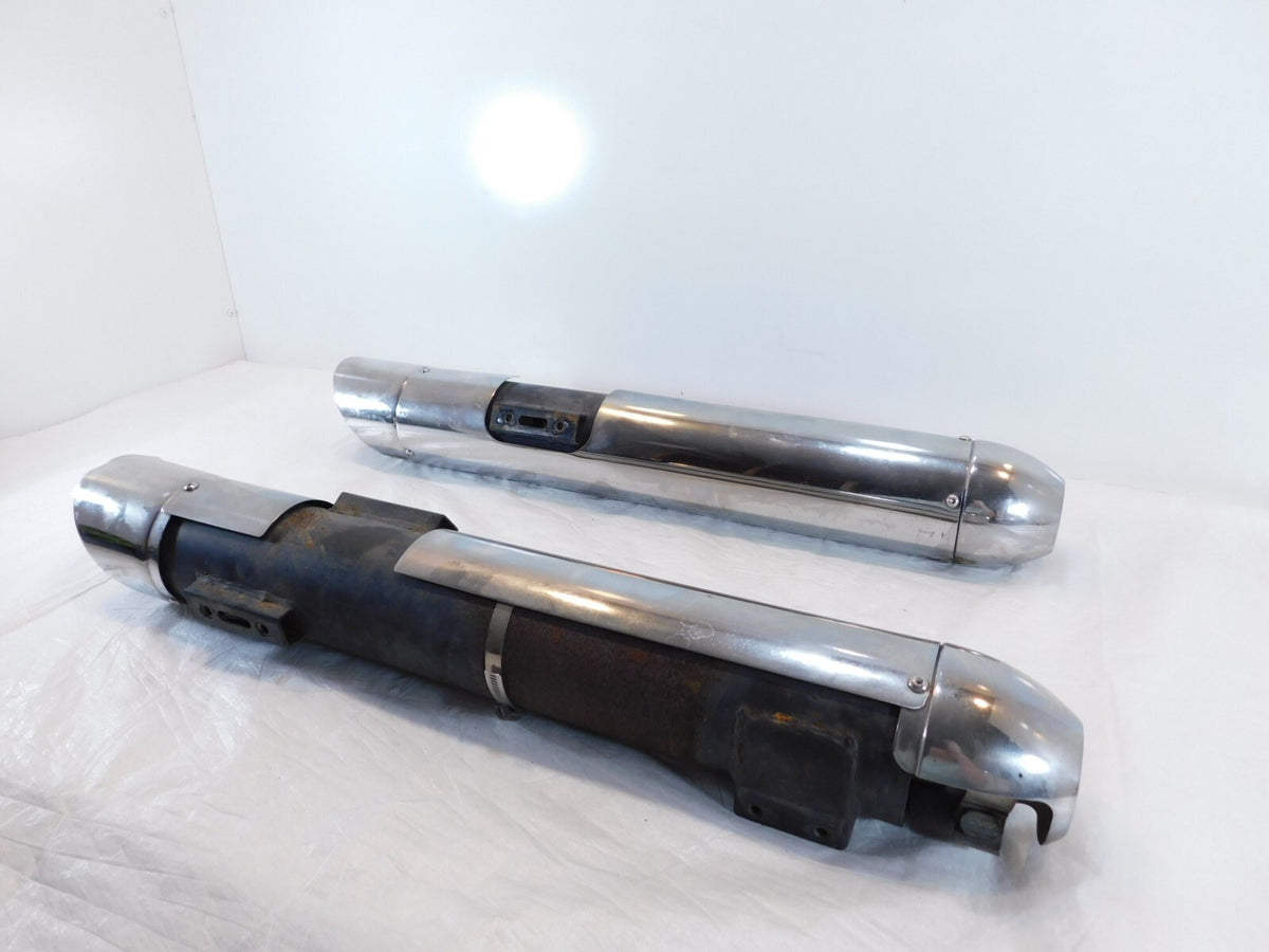 2003 03 Victory V92 Touring Cruiser Left/Right Exhaust Mufflers w/ Heat Shields - C3 Cycle