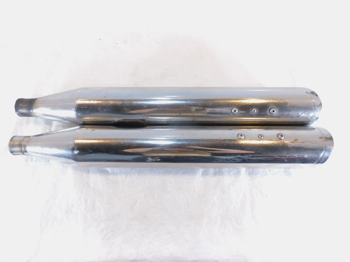 Pair Harley Davidson Road King Electra Glide Chrome Bub Slip On Exhaust Mufflers - C3 Cycle