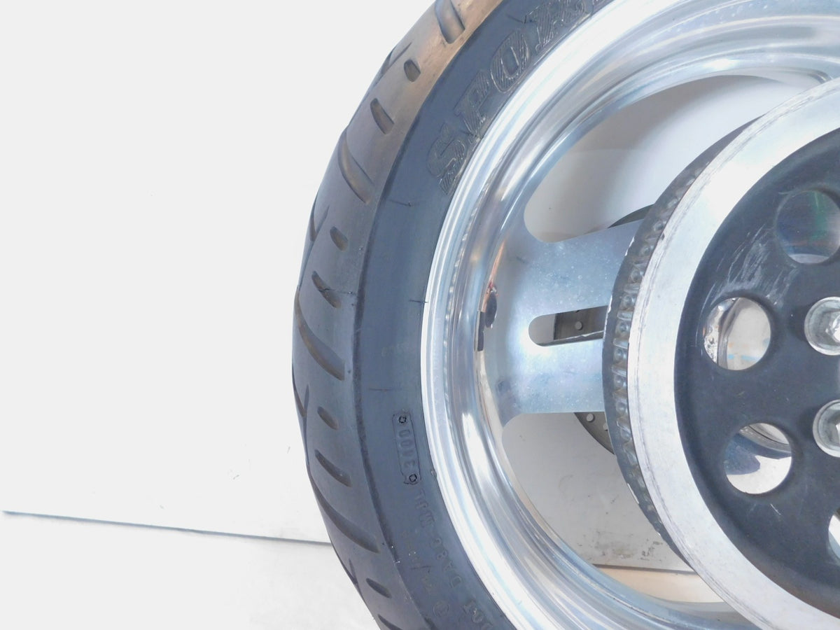 1995 & 1996 Buell M2 Thunderbolt Silver Rear Wheel Rim & Tire w/ Sprocket - C3 Cycle