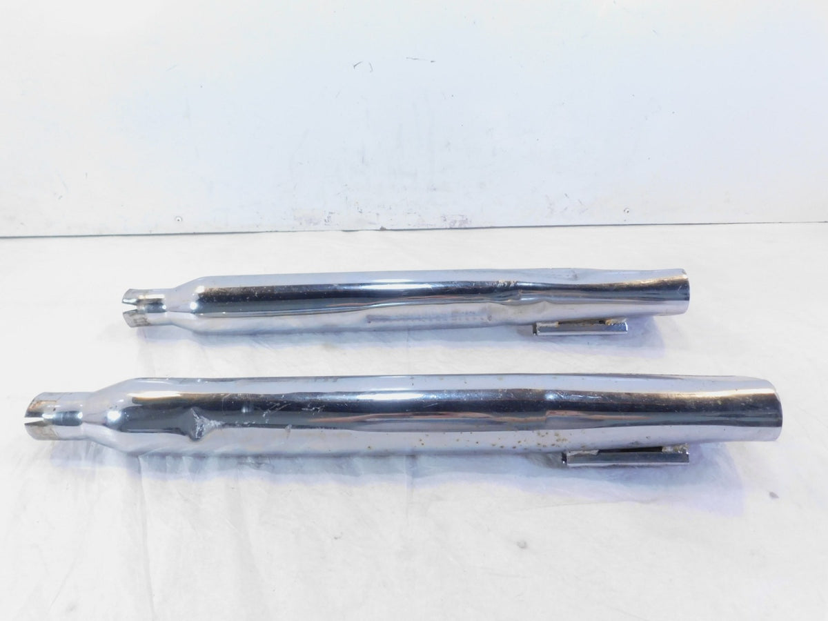 Harley Road King Electra Glide Chrome Left & Right Exhaust Pipe Mufflers - Dents - C3 Cycle