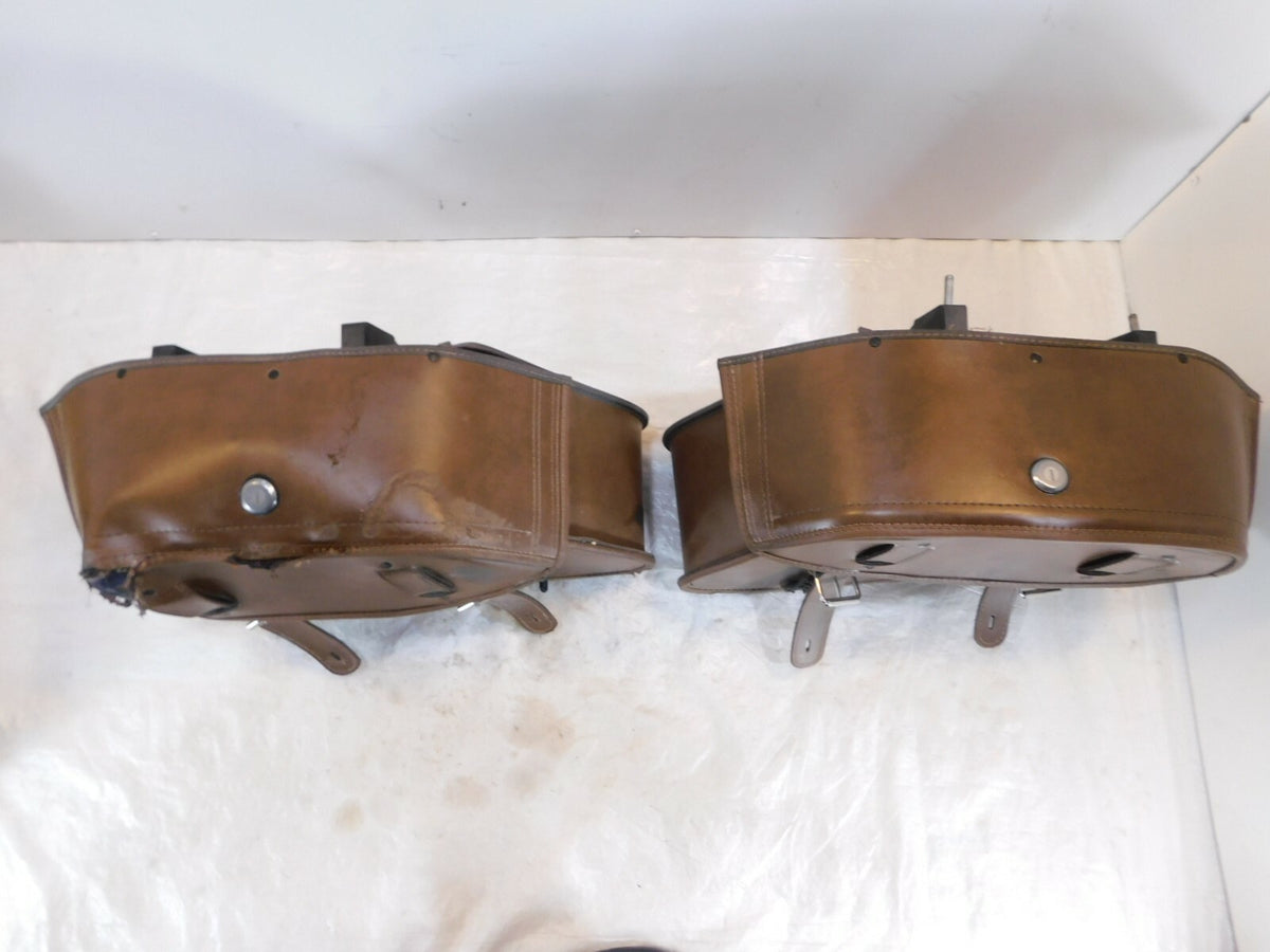 2004-2012 Victory Kingpin Viking Brown Left & Right Saddlebags Side Bags - Torn - C3 Cycle