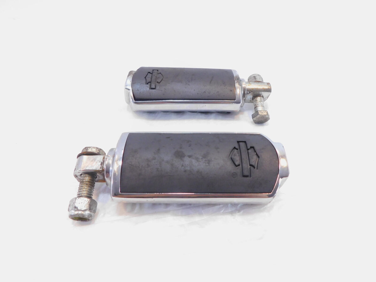 Harley Touring FXR Dyna Sportster & Softail Black & Chrome Footpegs Footrests - C3 Cycle