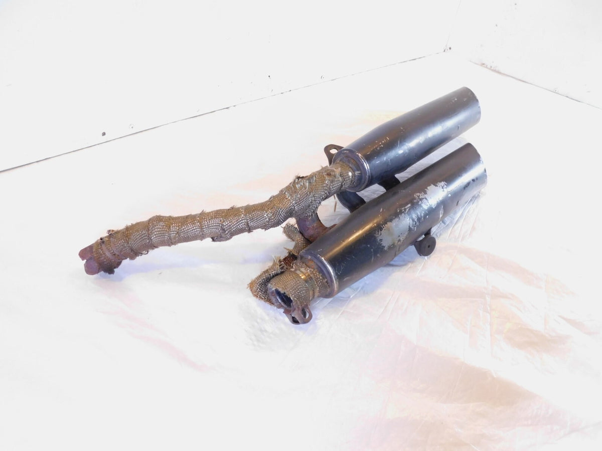 1994-2003 Honda VF750 VF750C Magna 750 Black Left Exhaust Header Pipe Mufflers - C3 Cycle
