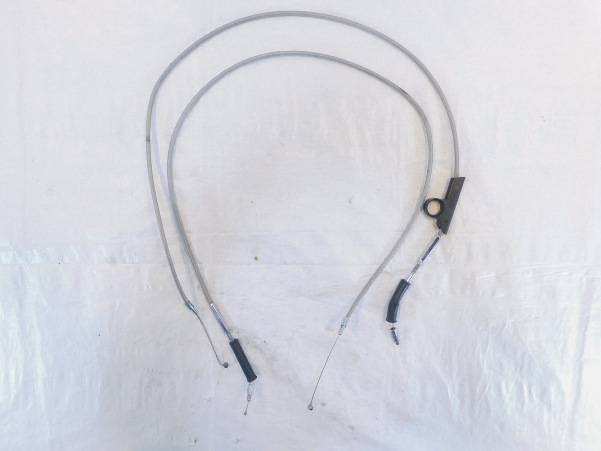 Harley Davidson Sportster XLH 883 &1200 Throttle & Idle Braided Cable Line Wires - C3 Cycle