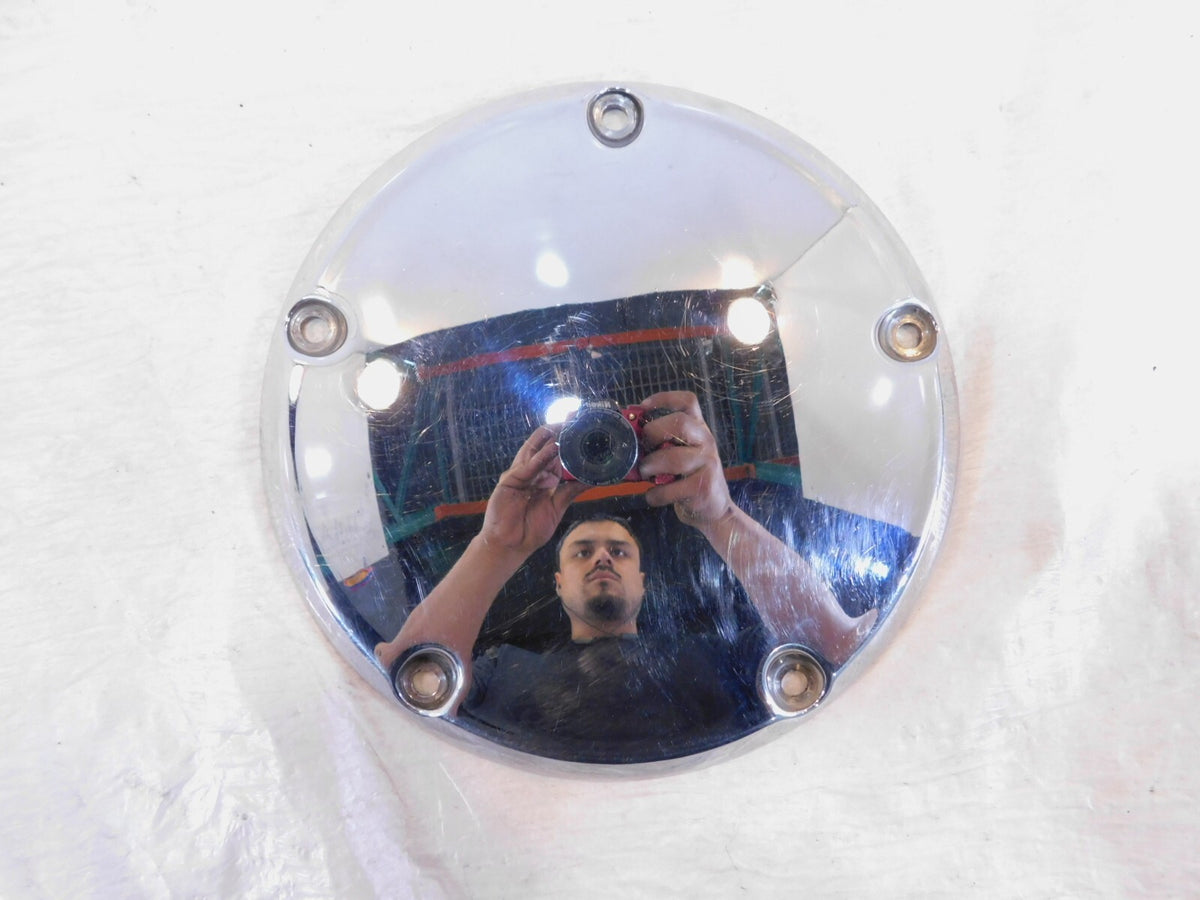 Harley Davidson Twin Cam Dyna & Softail Left Engine Chrome Derby Clutch Cover - C3 Cycle