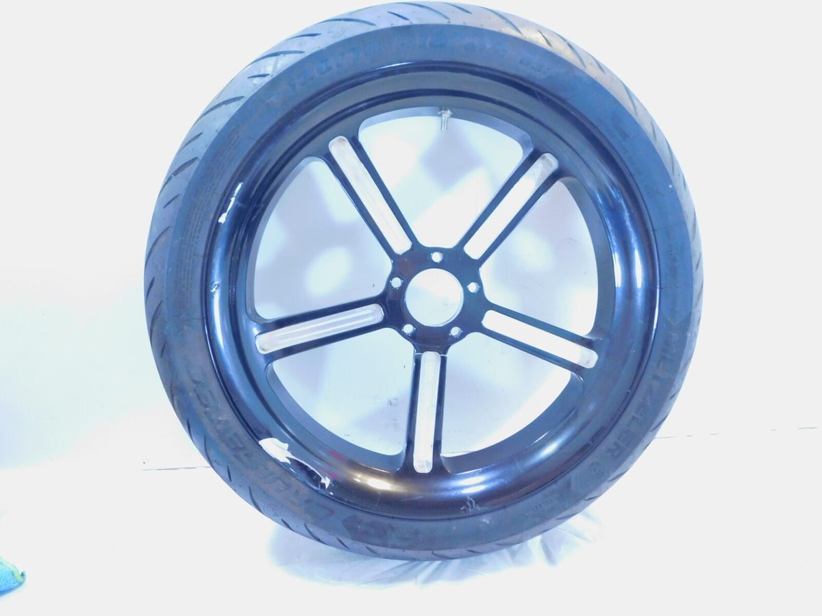 2001 Titan Phoenix ZRM ZSX Softail EVO Black Cast Front Wheel Rim & Tire Damaged - C3 Cycle