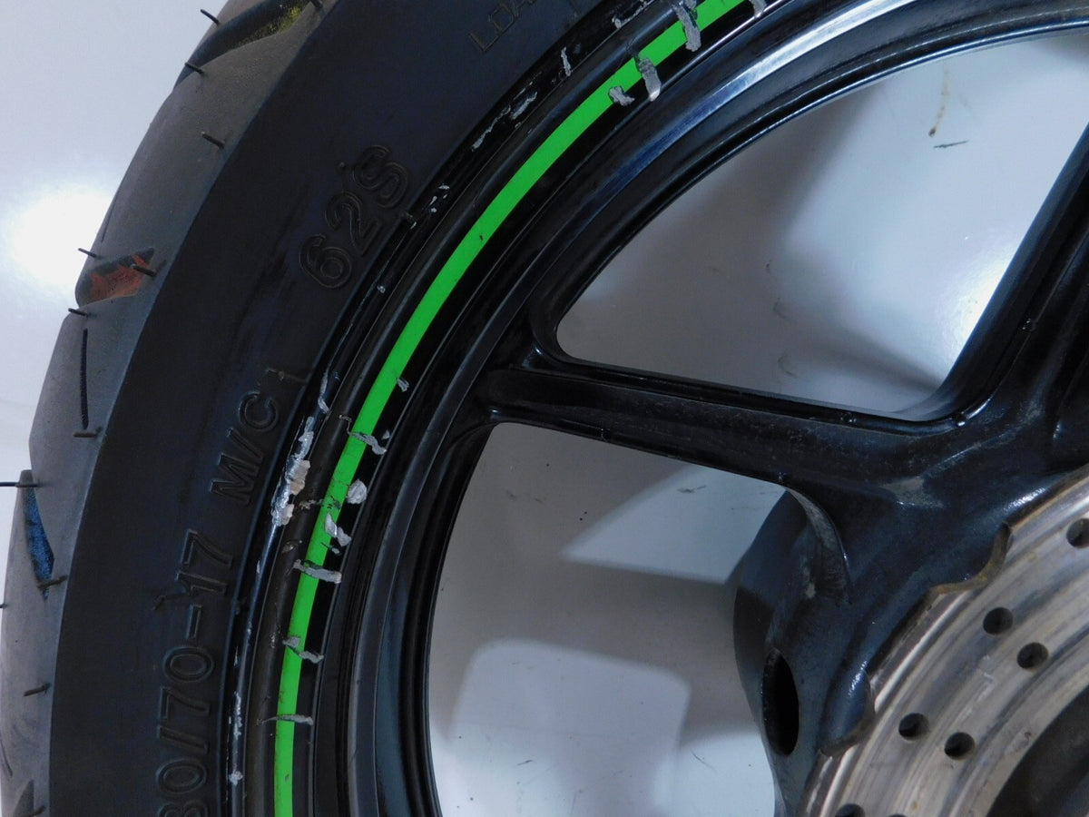 2008 2009 2010 Kawasaki Ninja 250R EX250 Black/Green Rear Wheel Rim 17x3.5 -Bent