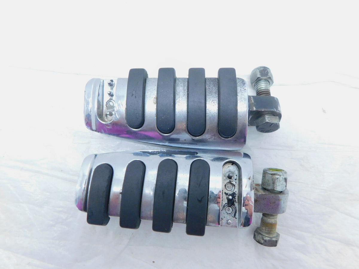 Harley Touring Dyna Sportster & Softail Large Chrome & Rubber Footpegs Footrests - C3 Cycle