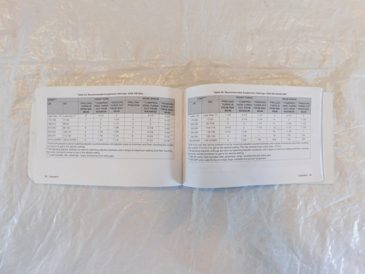 Buell XB XB9 XB12 Firebolt Ulysses & Lightning Owner's Book Parts User Manual - C3 Cycle