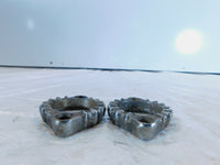 (2) Yamaha XS750 Special XS850 Exhaust Header Pipe Nut Ring Flange Mounts