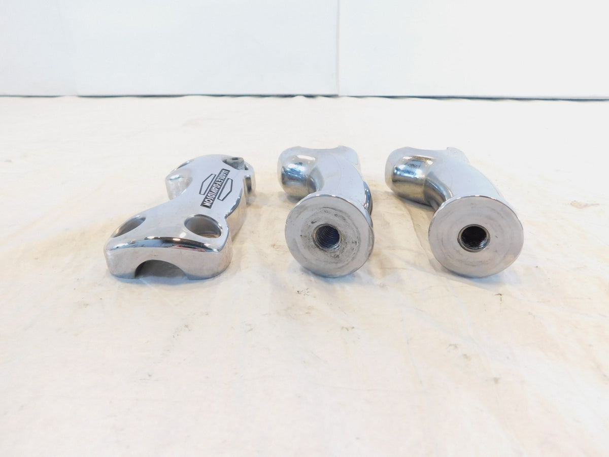 2005-2012 Harley Davidson Softail FLSTN Deluxe Chrome Handlebar Riser Brackets - C3 Cycle