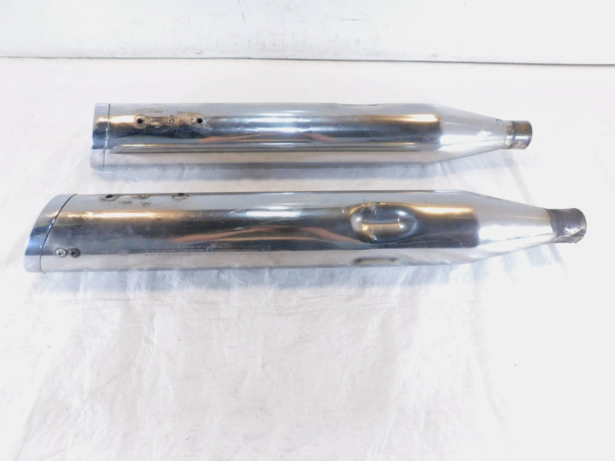 Pair Harley Davidson Road King Electra Glide Chrome Bub Slip On Exhaust Mufflers - C3 Cycle