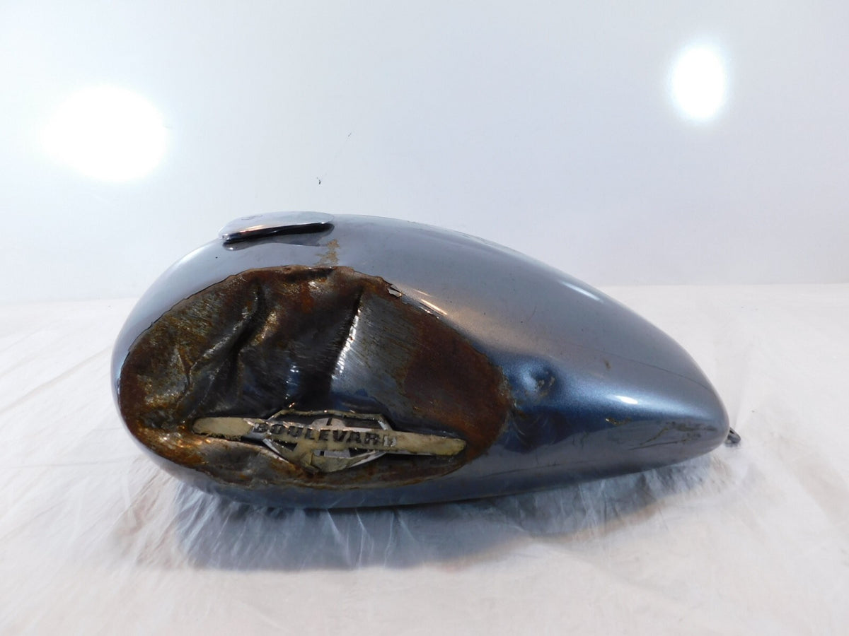2005-2009 Suzuki Boulevard S83 VS1400 Gray Gas Petrol Fuel Tank Reservoir dented - C3 Cycle