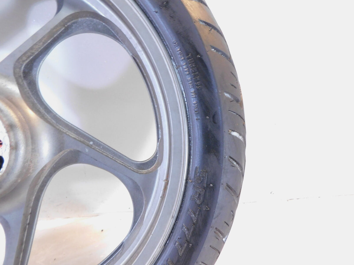 1994-2006 Kawasaki Concours 1000 ZG1000 Silver Cast Front Wheel Rim & Tire -Bent - C3 Cycle