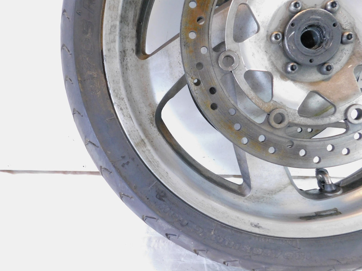 Honda GL1800 Goldwing 1800 Silver Cast 5 Front Wheel Rotors Rim & Tire - Crack - C3 Cycle