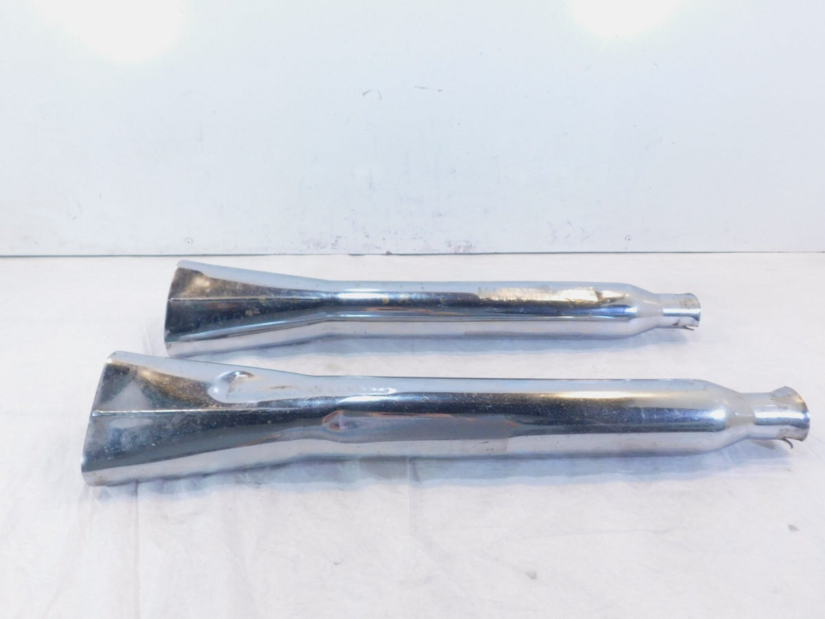 Harley Road King Electra Glide Chrome Left & Right Exhaust Pipe Mufflers - Dents - C3 Cycle
