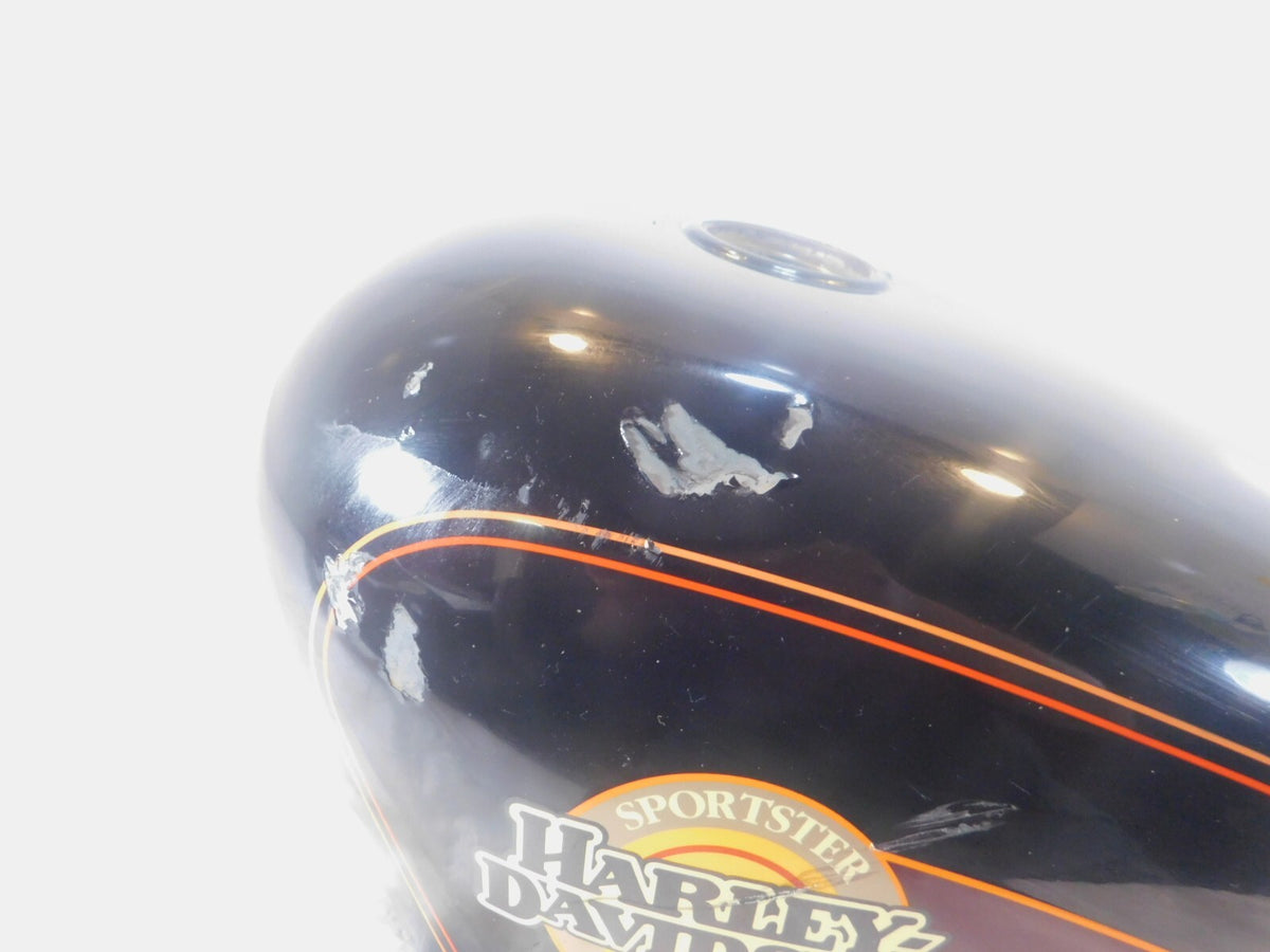 93-94 Harley Davidson Sportster 883 & 1200 Black Logo Fuel Gas Tank - Dented - C3 Cycle