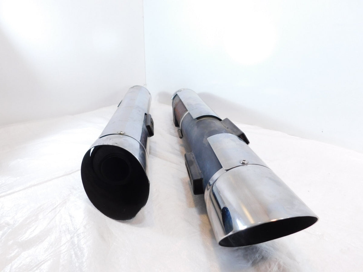 2003 03 Victory V92 Touring Cruiser Left/Right Exhaust Mufflers w/ Heat Shields - C3 Cycle